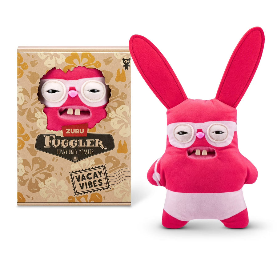 Zuru Fuggler Vacay Vibes Rabid Rabbit Red Funny Ugly Monster Plush Toy 9 Inch