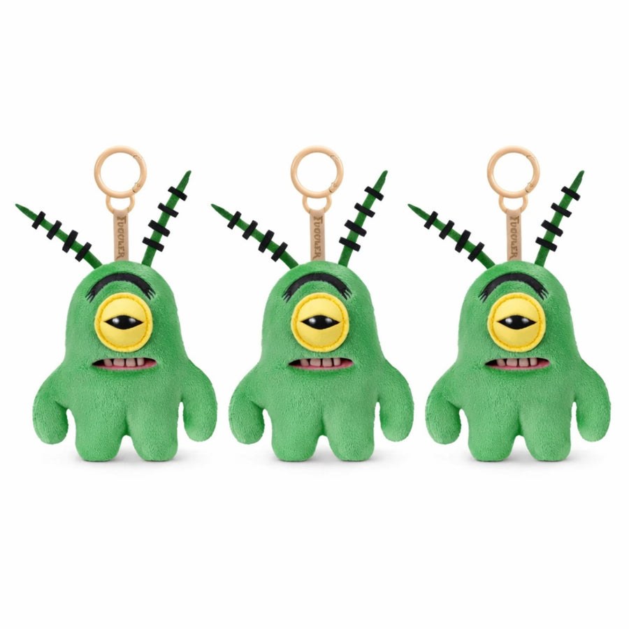 Pack of 3 Zuru Fuggler SpongeBob Plankton 5 Inch Keyring Plush Funny Ugly Monster