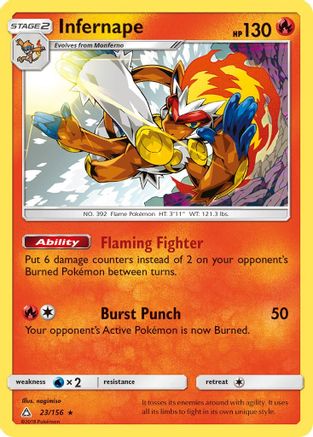 Infernape 023/156 - SM  Ultra Prism Reverse Holofoil
