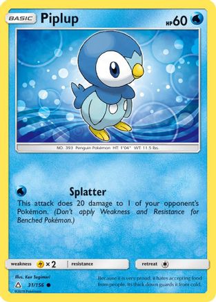 Piplup 031/156 - SM  Ultra Prism Reverse Holofoil