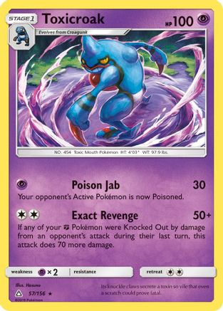 Toxicroak 057/156 - SM  Ultra Prism Reverse Holofoil