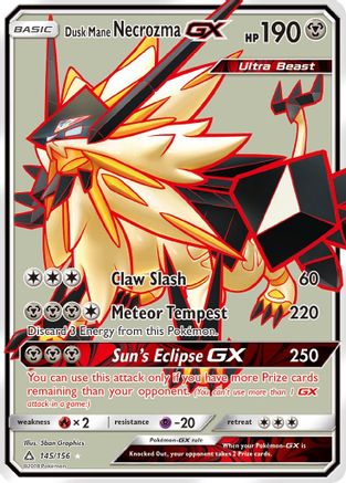Dusk Mane Necrozma GX (Full Art) 145/156 - SM  Ultra Prism Holofoil