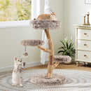 Cat Tree Solid Pear Wood with Perch and Natural Jute Scratching Posts-Brown