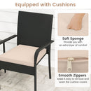 3 Piece Patio Furniture Set with Seat Cushions and Tempered Glass Tabletop