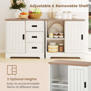 Farmhouse Sideboard Buffet Cabinet Kitchen Pantry with Sliding Doors-White