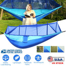 600lbs Load 2 Persons Hammock w/Mosquito Net Outdoor Hiking Camping Hommock Portable Nylon Swing Hanging Bed w/ Strap Hook Carry Bag