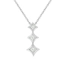 10K White Gold 1/5 Cttw Princess Cut Diamond 3 Stone Drop 18" Pendant Necklace (H-I Color, SI2-I1 Clarity)
