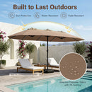 15.5 ft Patio Umbrella with Solar LED Lights & Crank