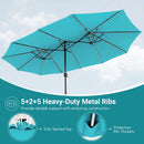 15.5 ft Patio Umbrella with Solar LED Lights & Crank