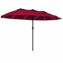 15.5 ft Patio Umbrella with Solar LED Lights & Crank