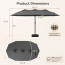 15.5 ft Patio Umbrella with Solar LED Lights and Base