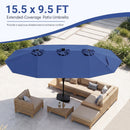 15.5 ft Patio Umbrella with Solar LED Lights and Base