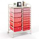 15-Drawer Utility Rolling Cart with Drawers Multi-Use Storage-Icecream Multicolor