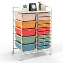 15-Drawer Utility Rolling Cart with Drawers Multi-Use Storage-Icecream Multicolor