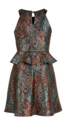 Monteau Big Girls Sparkle Printed Peplum Dress