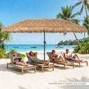 Double-Sided Thatched Tiki Patio Umbrella 15x9 FT with Crank