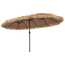Double-Sided Thatched Tiki Patio Umbrella 15x9 FT with Crank