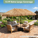 Double-Sided Patio Umbrella 15x9 ft with Solar LED Lights