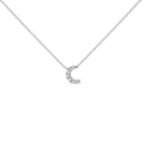 10K White Gold Diamond Accented Crescent Moon Shaped 18" Inch Pendant Necklace (H-I Color, I1-I2 Clarity)