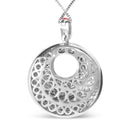.925 Sterling Silver Red Enamel and 1/2 Diamond Endless Swirl Medallion 18" Pendant Necklace (F-G Color, VS1-VS2 Clarity)