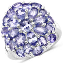 7.08 Carat Genuine Tanzanite .925 Sterling Silver Ring