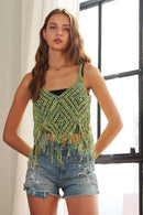 ADORA Fringe Hem Crochet Tank Top