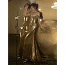 Gold Sequined Fishtail Dress