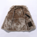 Plush Lapel Leather Jacket Winter Fleece Coat for Men