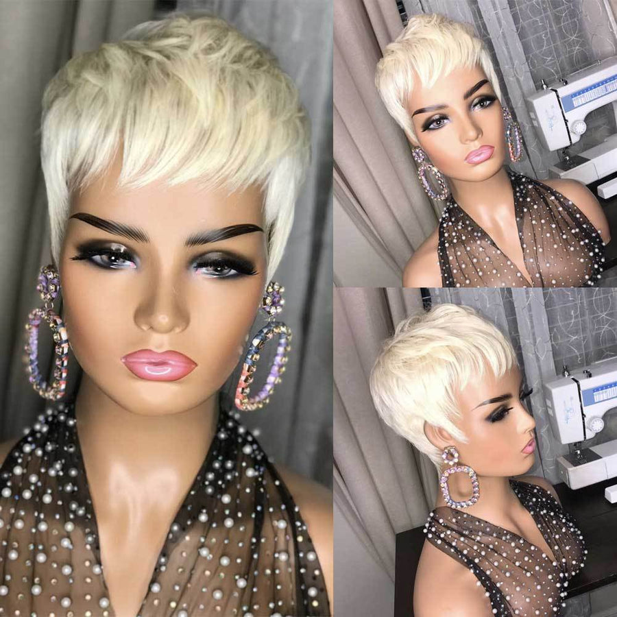 Golden Synthetic Short Straight Hair Wig