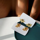 Silver Needle Vintage Petal Metal Flower Stud Earrings