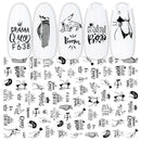 Black and White Rose Nail Decals