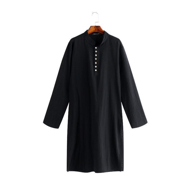Arabic Style Simple Long Men's Shirt Muslim Robe