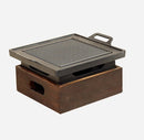 Wooden Seat Smokeless Korean Style Grill Pan