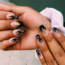 Black Flame French Nail Patch Waterproof