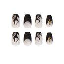 Black Flame French Nail Patch Waterproof