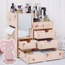 Wooden Cosmetic Storage Box Jewelry Drawer Organizer
