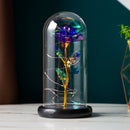 Gold Foil Rose Preserved Flower Gift Glass Cover