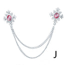 Rhinestone Cross Fringed Collar Chain Brooch