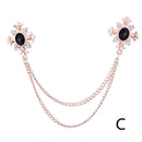 Rhinestone Cross Fringed Collar Chain Brooch