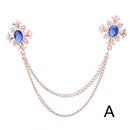 Rhinestone Cross Fringed Collar Chain Brooch