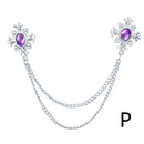 Rhinestone Cross Fringed Collar Chain Brooch