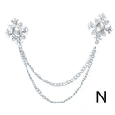 Rhinestone Cross Fringed Collar Chain Brooch