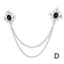 Rhinestone Cross Fringed Collar Chain Brooch