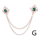 Rhinestone Cross Fringed Collar Chain Brooch