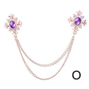 Rhinestone Cross Fringed Collar Chain Brooch