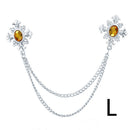 Rhinestone Cross Fringed Collar Chain Brooch