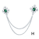Rhinestone Cross Fringed Collar Chain Brooch
