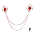 Rhinestone Cross Fringed Collar Chain Brooch