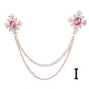Rhinestone Cross Fringed Collar Chain Brooch