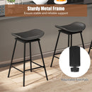 Set of 2 Swivel Barstools Faux Leather Upholstered Backless with Footrest